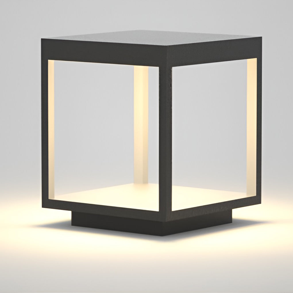 Square Open Frame LED Solar Outdoor Post Light - Modern Design