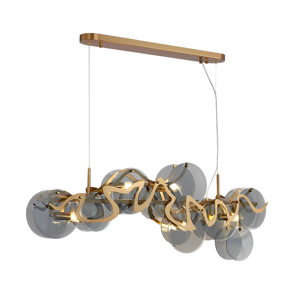 Modern Glass Bubble Chandelier with Iron Frame