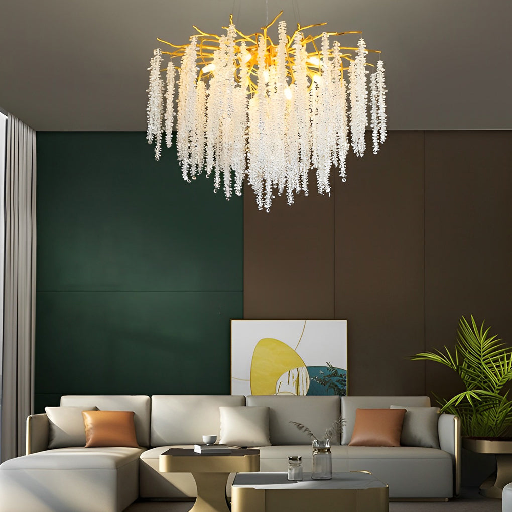 Crystal Branch Chandelier Modern 3-Step Dimming Aluminum Pendant