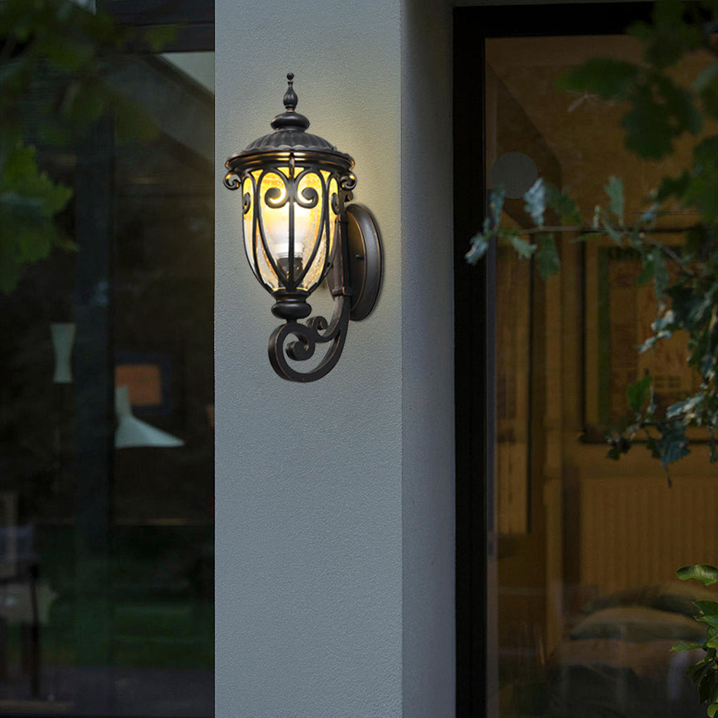 Antique Black Seeded Glass Outdoor Wall Light