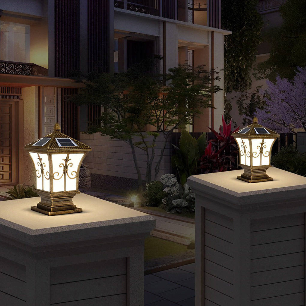 Modern Solar Powered Fence Post Light - Aluminum & Acrylic
