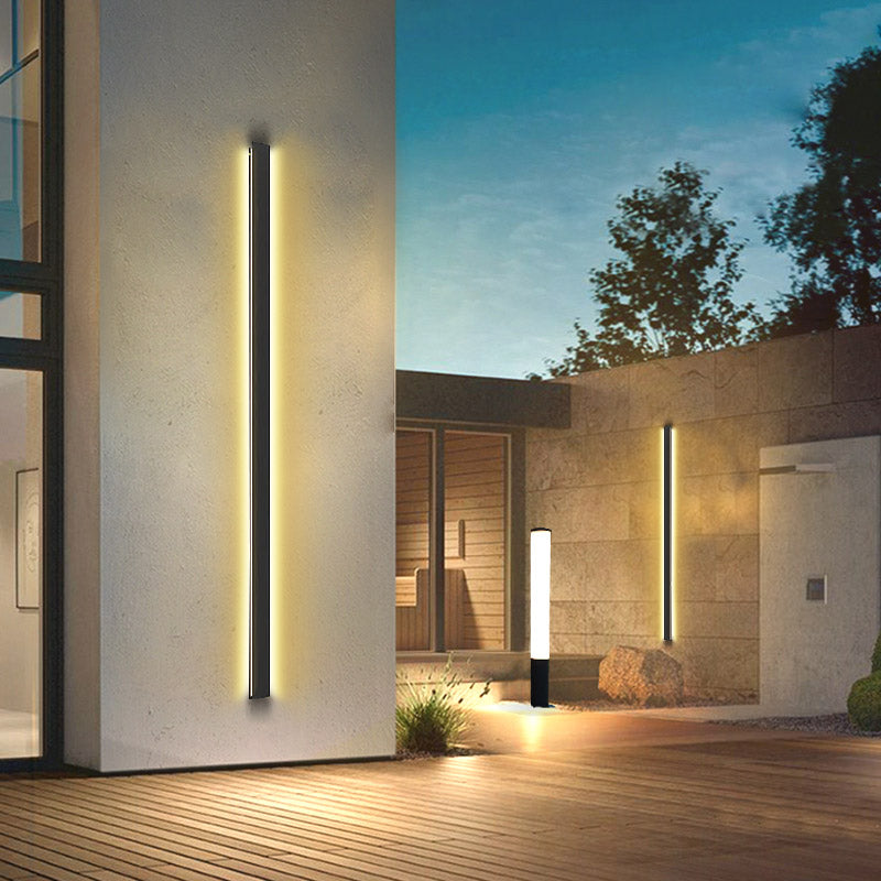 Linear LED Waterproof Outdoor Wall Light Black Minimalist Metal