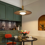 Flying Saucer Walnut Wood LED Pendant Light Modern Minimalist