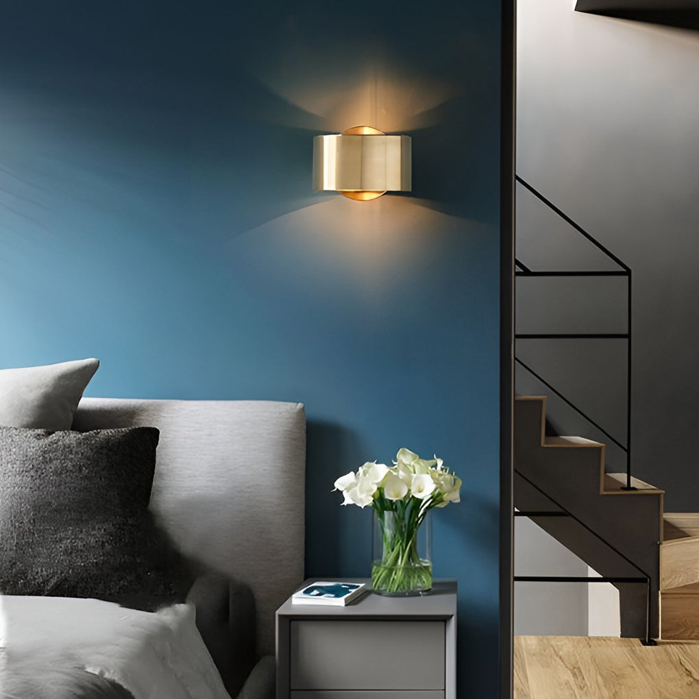 Gold Circular Wall Sconce Modern Up Down Light Iron Finish