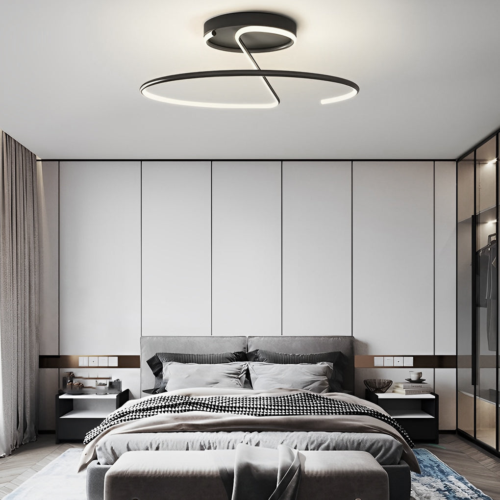 Dimmable LED Semi-Flush Mount Ceiling Light Modern Metal Geometric