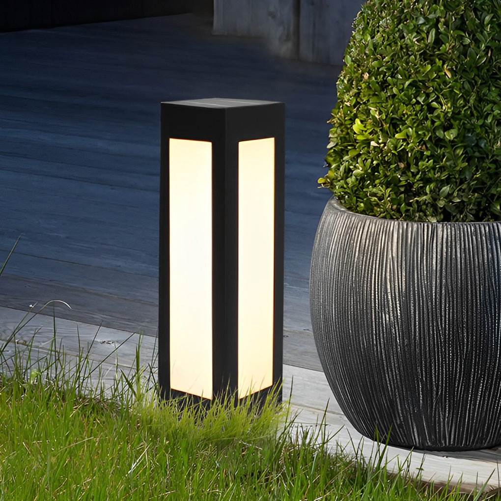 Modern Black Solar Bollard Light - LED Outdoor Pathway Lighting