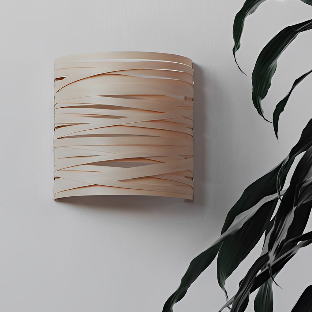Handmade Wood Wall Sconce | Rustic Modern Semi-Cylindrical Design