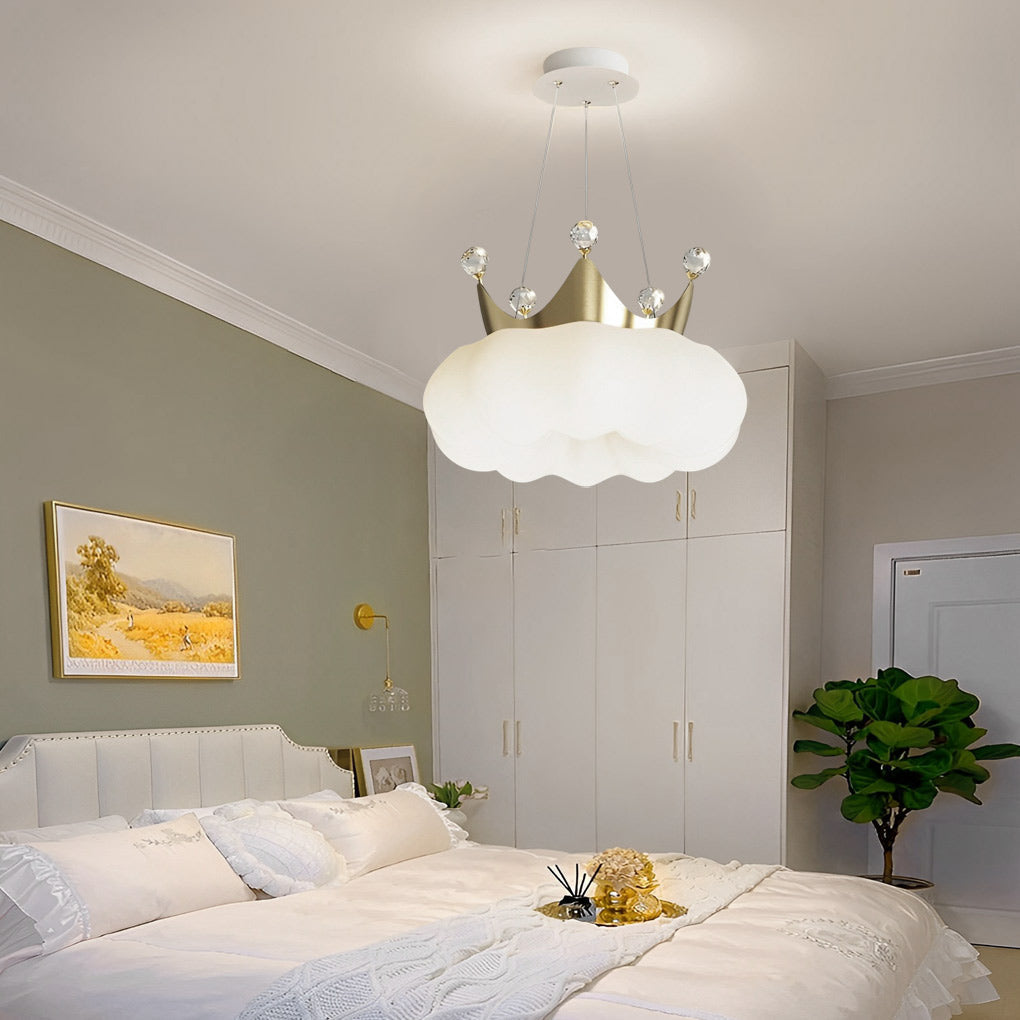 Modern Cloud Crown Chandelier with Dimmable LED - Gold & White