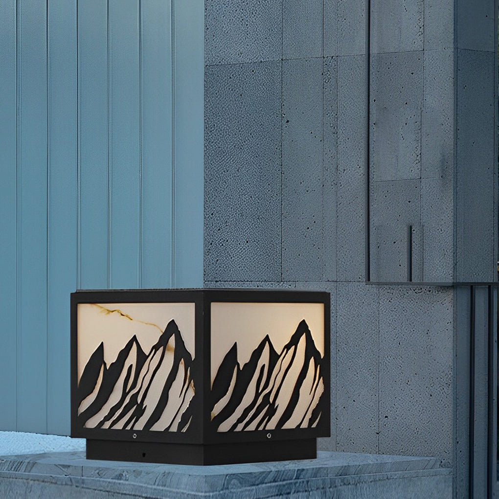 Solar Fence Post Light - Modern Mountain Scenery Design - LED