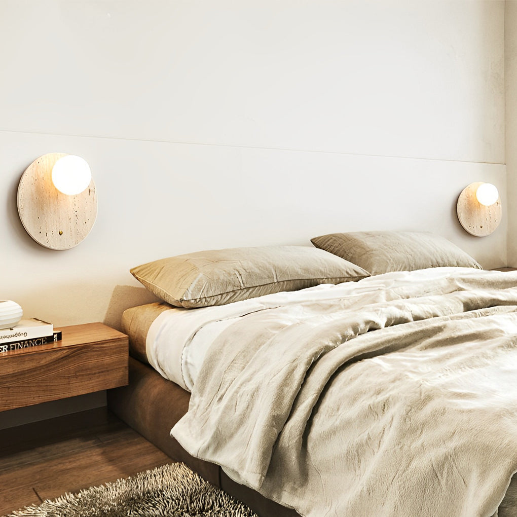 Yellow Travertine Wall Light - Wabi-Sabi Japanese Style Sconce