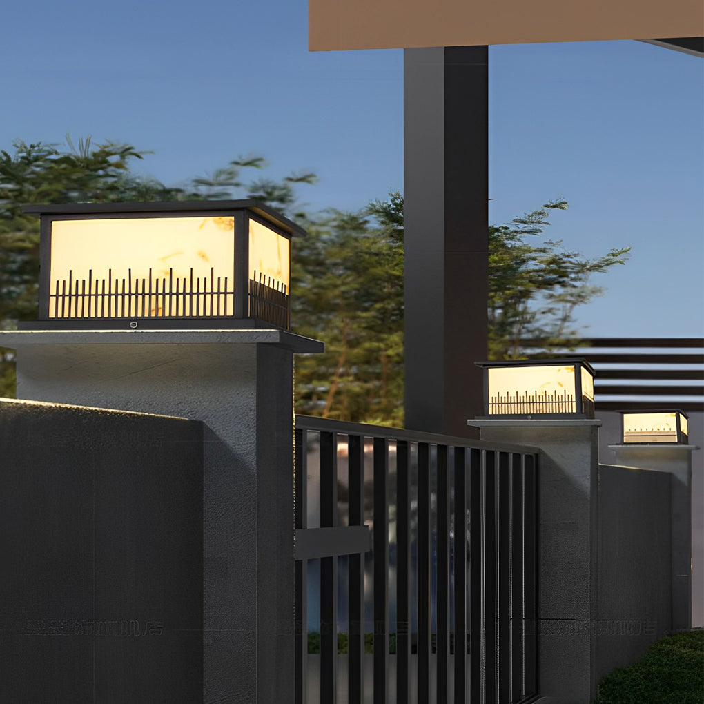 Square Solar Fence Post Light with 3-Step Dimming & Remote Control