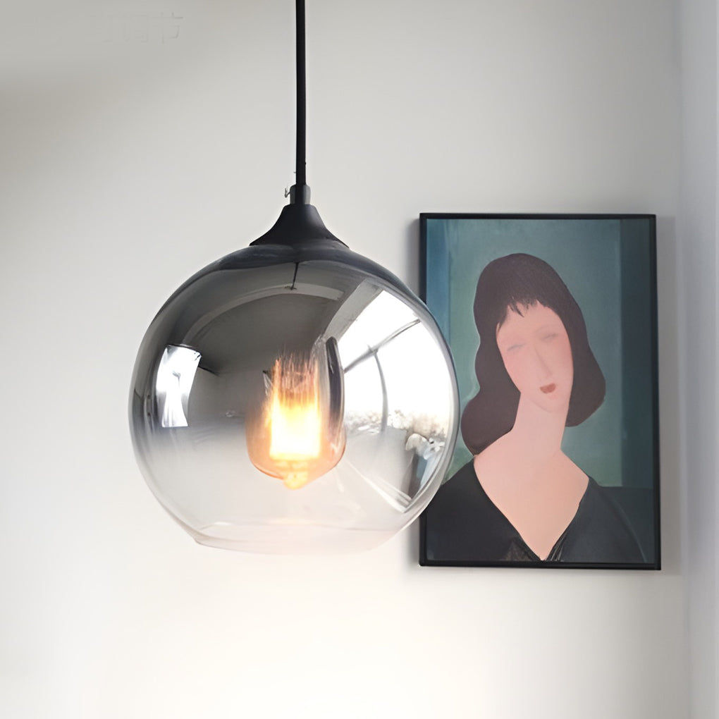 Modern Globe Glass Pendant Light Industrial Single Ceiling Fixture