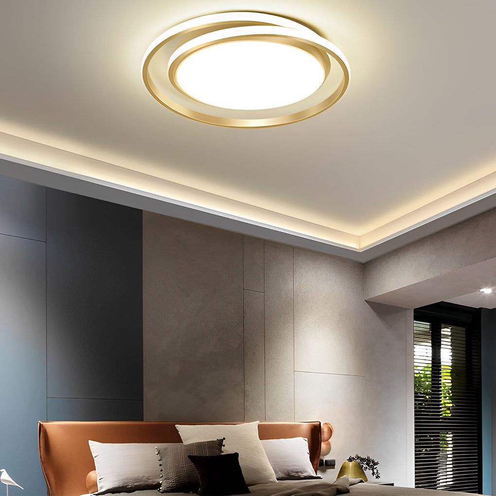 Modern Circular LED Flush Mount Ceiling Light with Dimming Remote