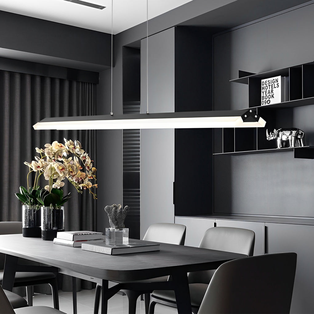 Modern Linear LED Pendant Light – Metal & Acrylic Neutral White