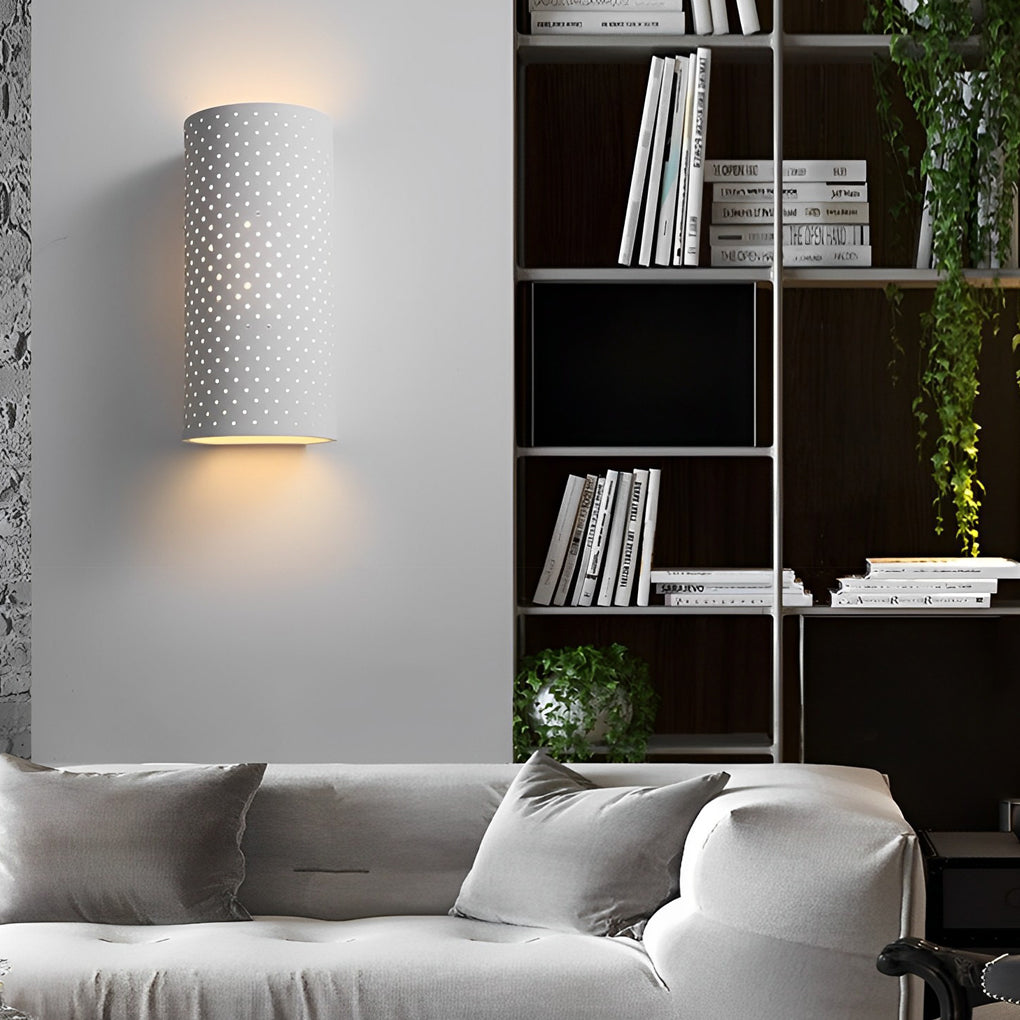 Modern Cylindrical Gypsum LED Wall Sconce - Waterproof White
