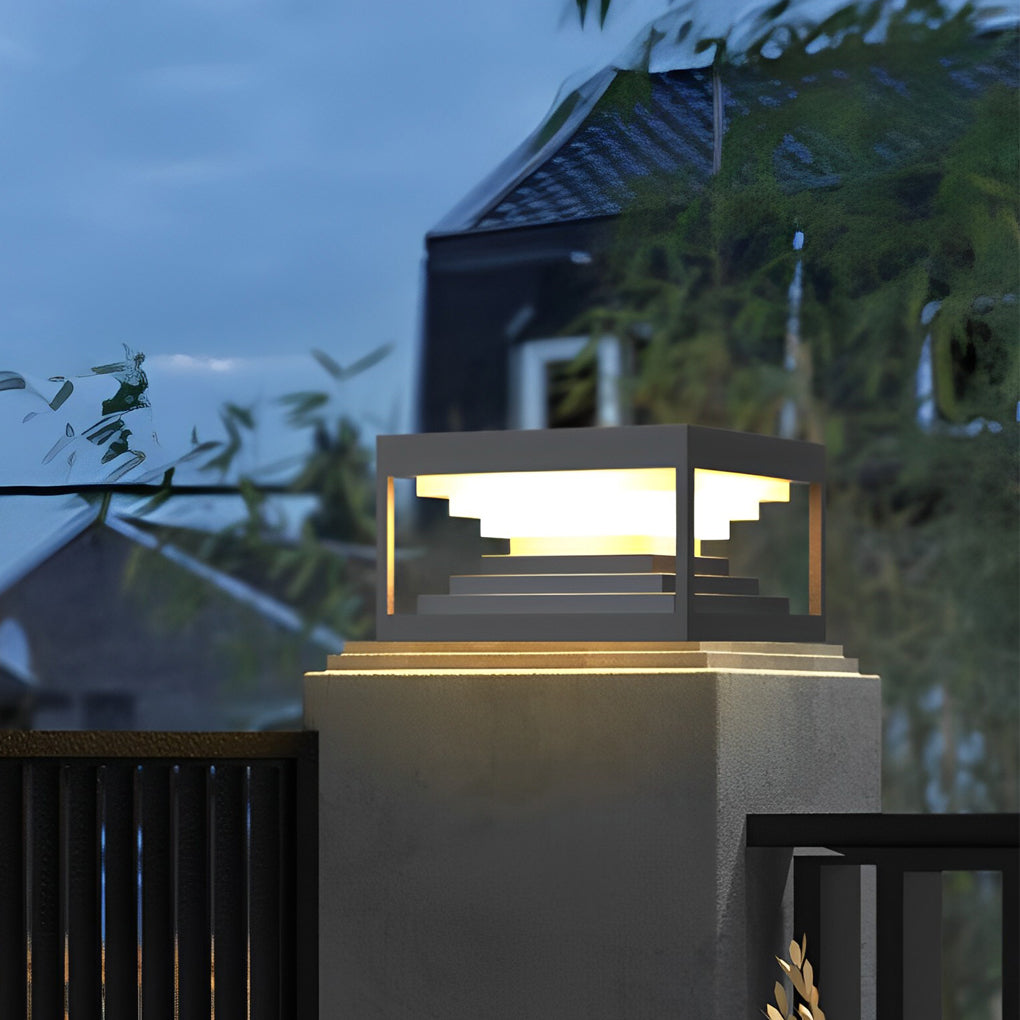 Modern Black Stainless Steel Solar LED Post Cap Light