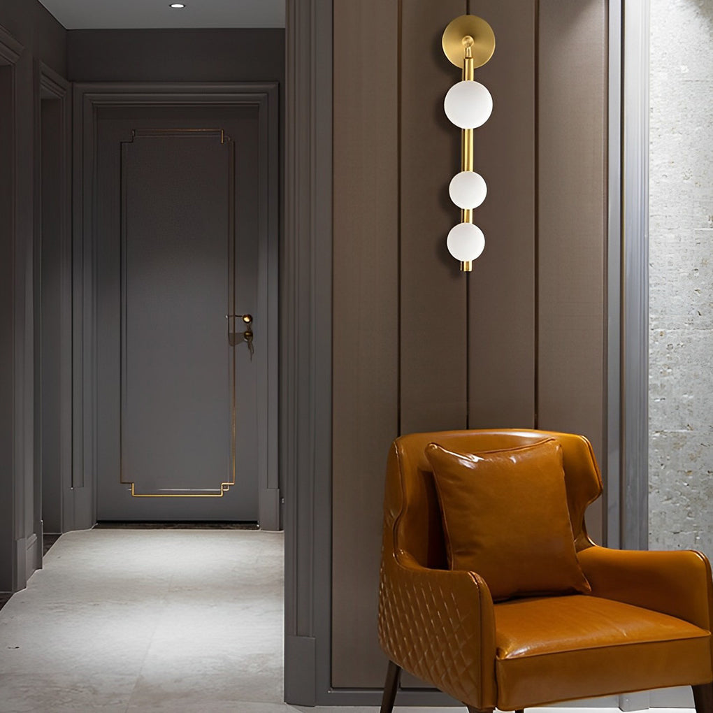 Modern 3-Globe Glass Wall Sconce with Electroplated Metal Frame