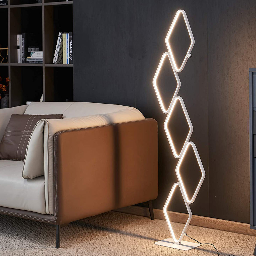 Modern 5-Tier Stacked Square LED Floor Lamp - Aluminum & Iron