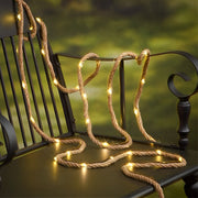 Hemp Rope Solar LED String Lights - 100/200 Warm Yellow Bulbs