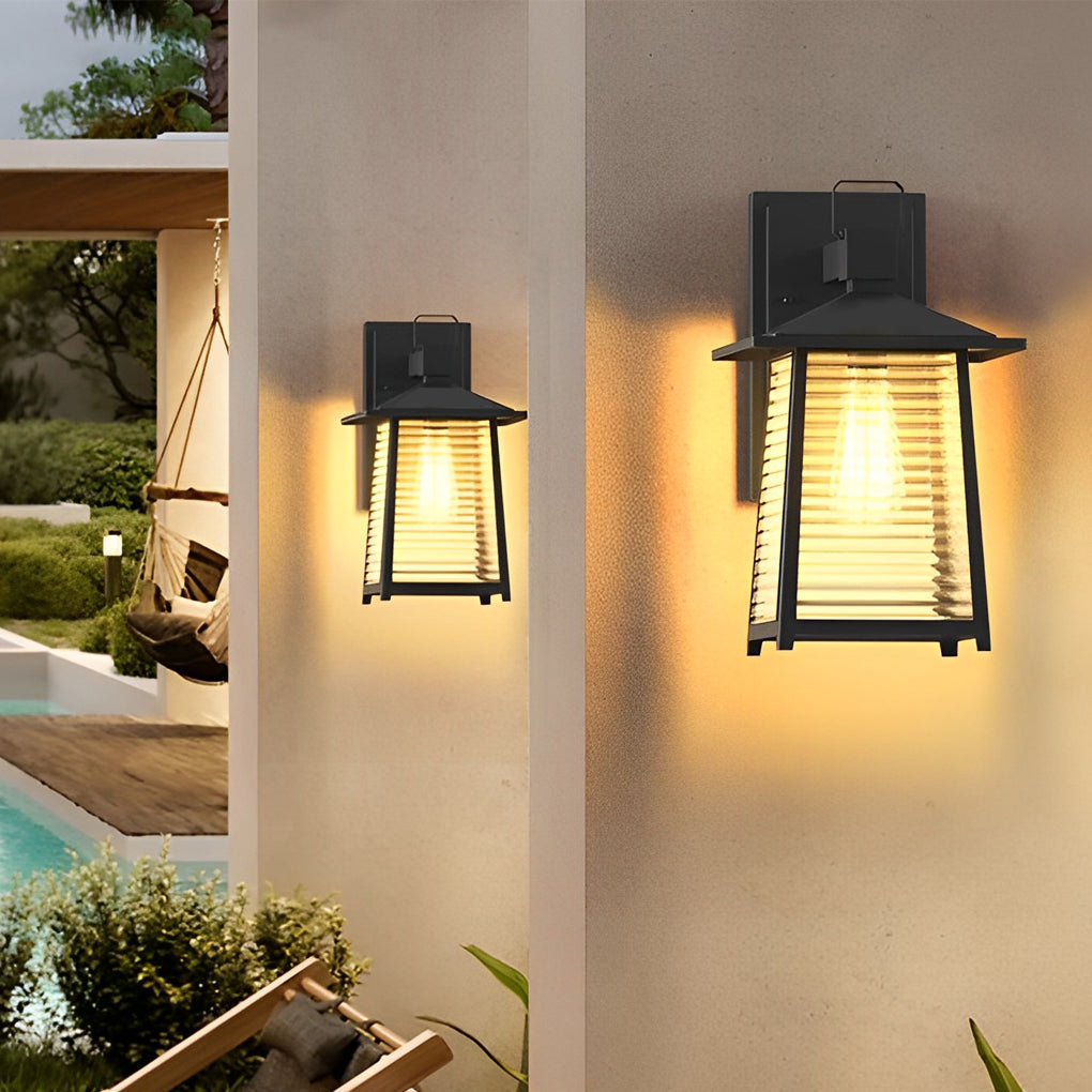Modern Solar Outdoor Wall Light – Glass & Aluminum Black Sconce