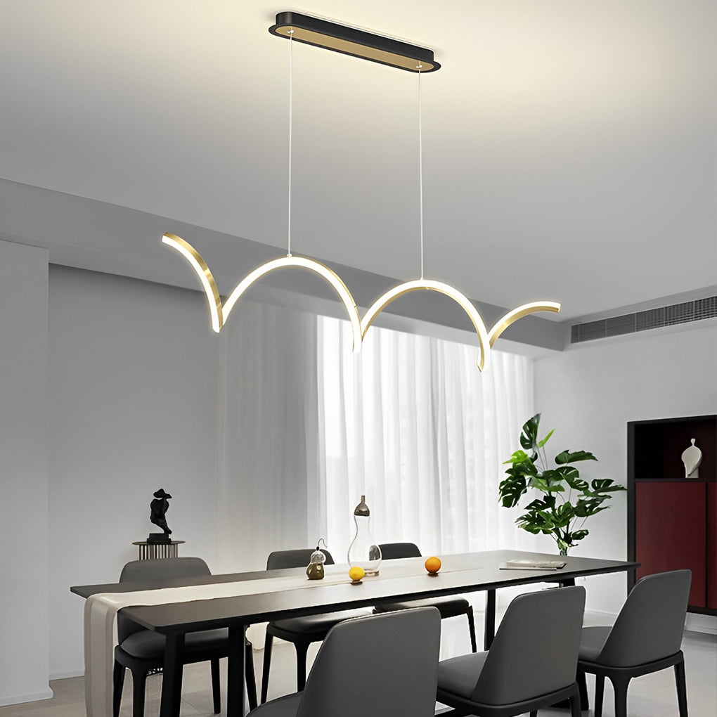 Modern Wave LED Pendant Light with Dimming Control