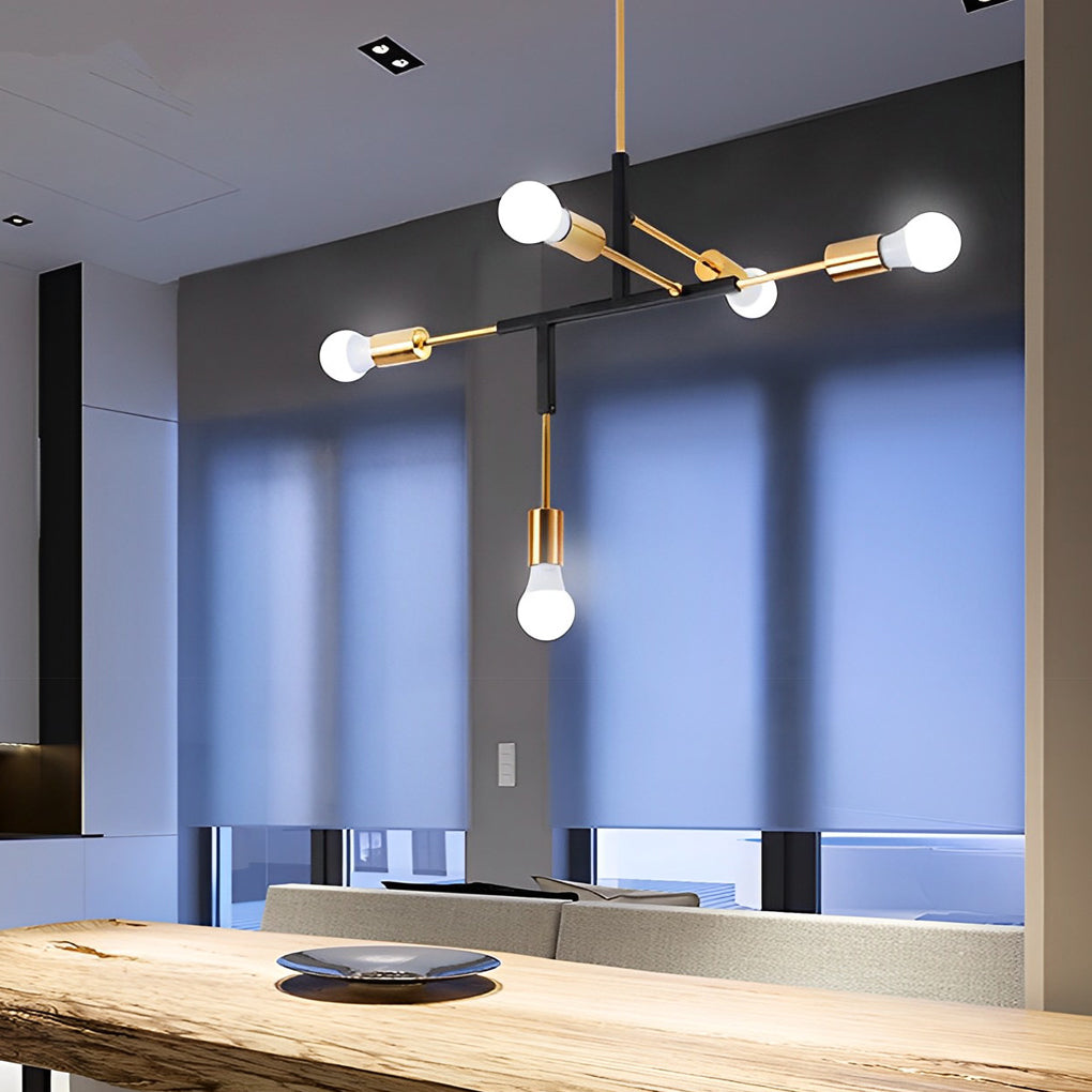 5-Light Branch Modern Chandelier – Electroplated Iron Ceiling Light