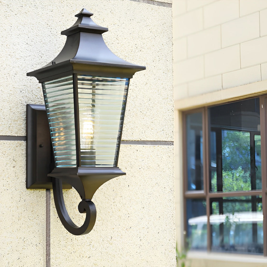 Modern Striped Glass Outdoor Wall Light - Waterproof Aluminum