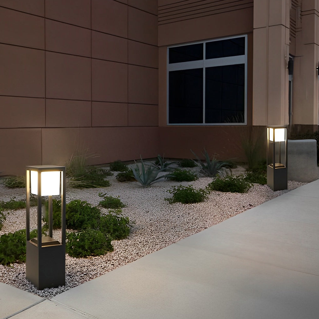 Solar LED Pathway Bollard Light Black Aluminum Modern Outdoor