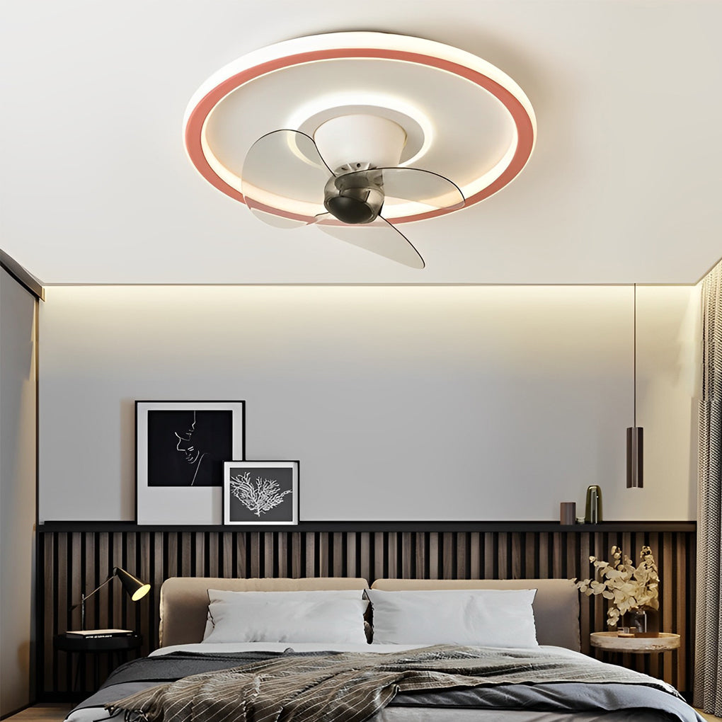 360° Rotating Dimmable Ceiling Fan Light with LED - Modern Flush Mount