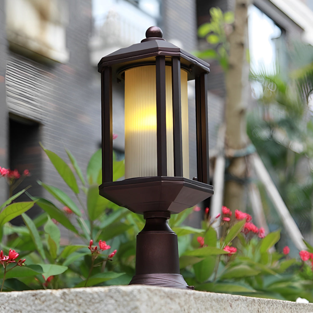 Retro Rose Gold Outdoor Pillar Post Light – Aluminum Waterproof