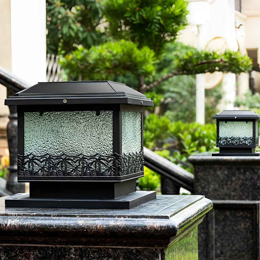 Modern Solar LED Fence Post Light - Waterproof Metal Outdoor Lighting