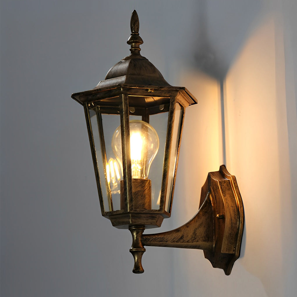 Hexagonal Outdoor Wall Light - Die-Cast Aluminum & Glass