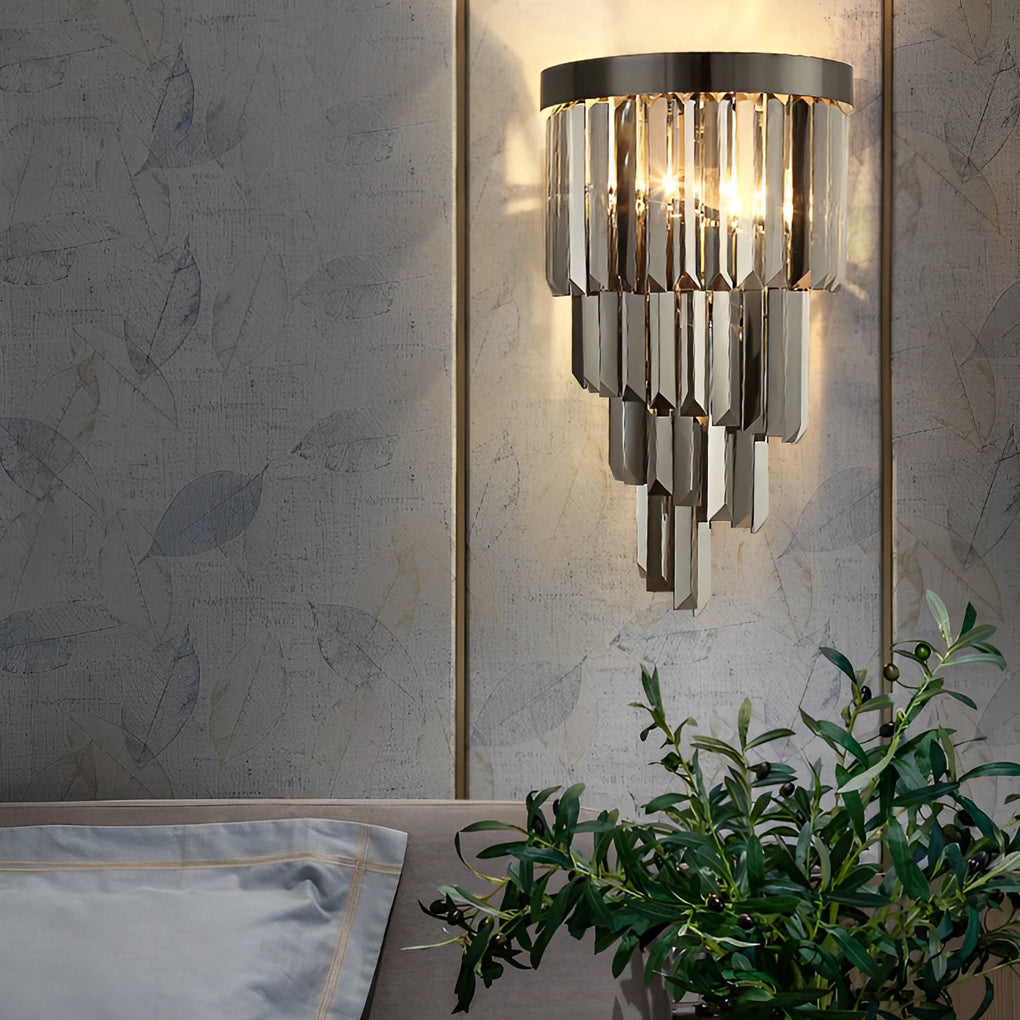 Crystal Modern Wall Sconce with Three-Step Dimming LED Light