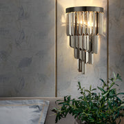 Crystal Modern Wall Sconce with Three-Step Dimming LED Light