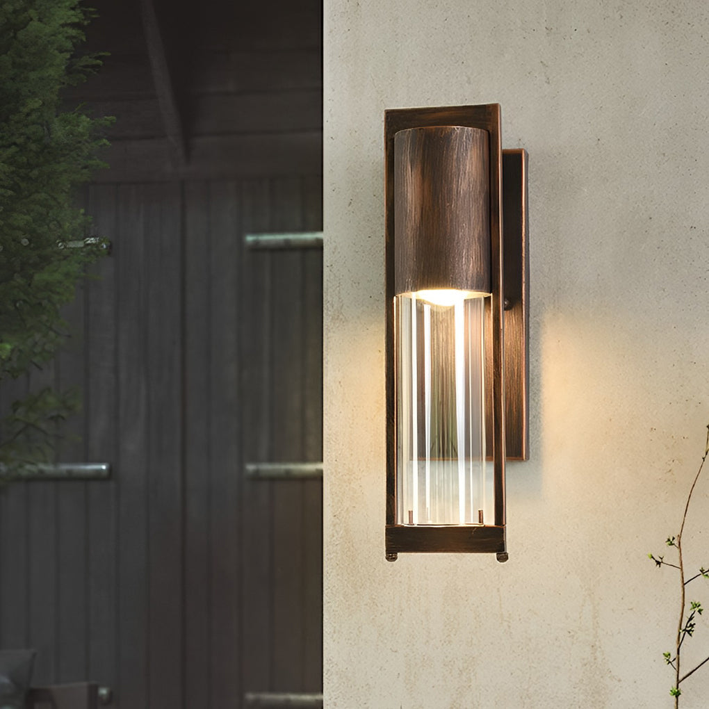 Industrial Glass Outdoor Wall Sconce Waterproof Antique Black