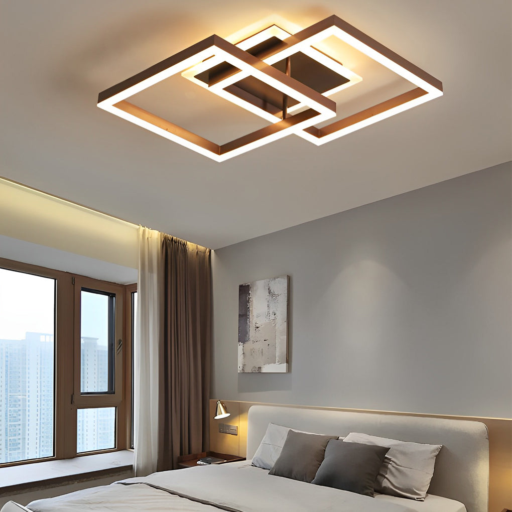 Modern Square Overlapping LED Aluminum Semi-Flush Ceiling Light