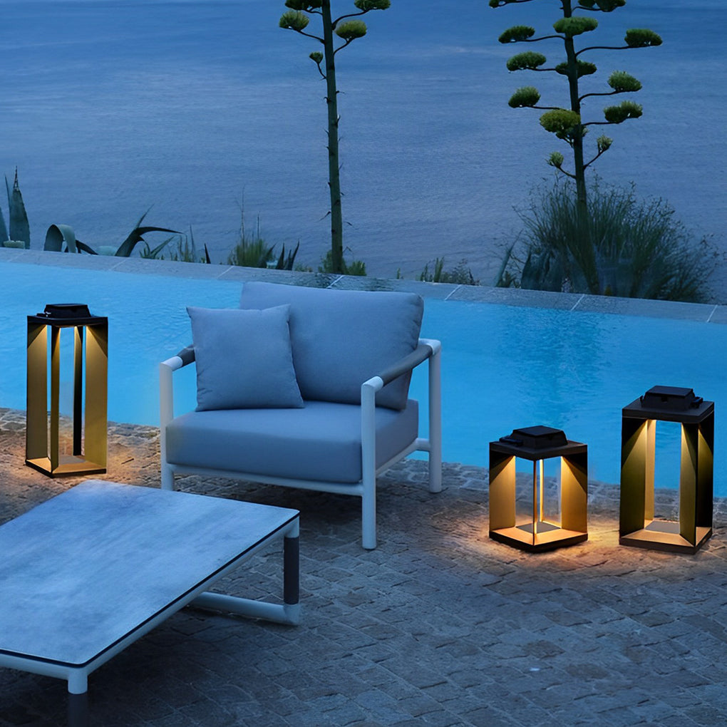 Modern Black Solar Outdoor Floor Lamp with LED - Waterproof