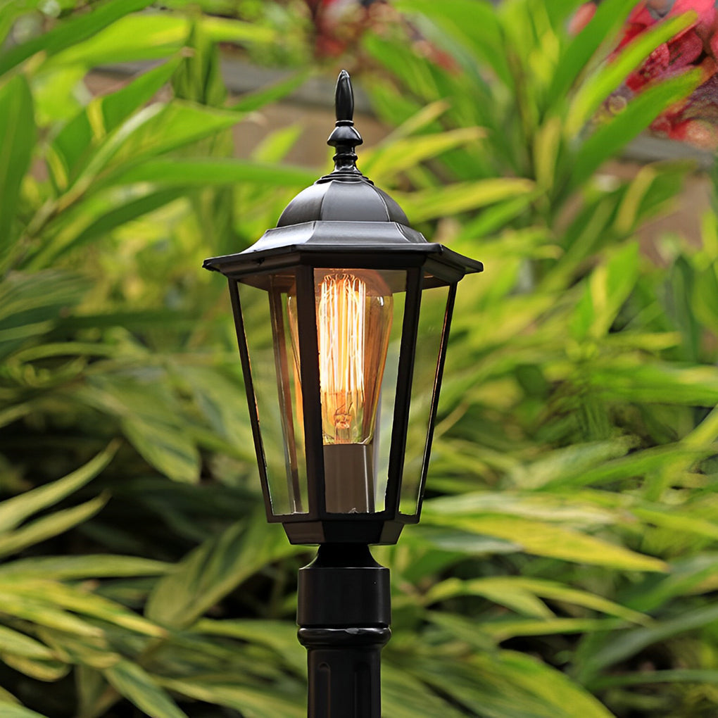 Traditional Black Aluminum Post Path Light E27 Waterproof 31 Inch