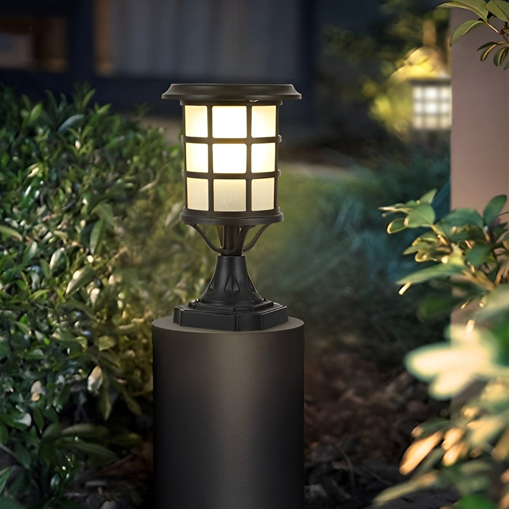 Modern Black Solar Fence Post Light with Remote Control