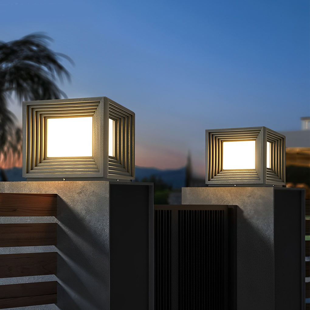 Modern Square Solar Post Cap Light - Waterproof LED Outdoor