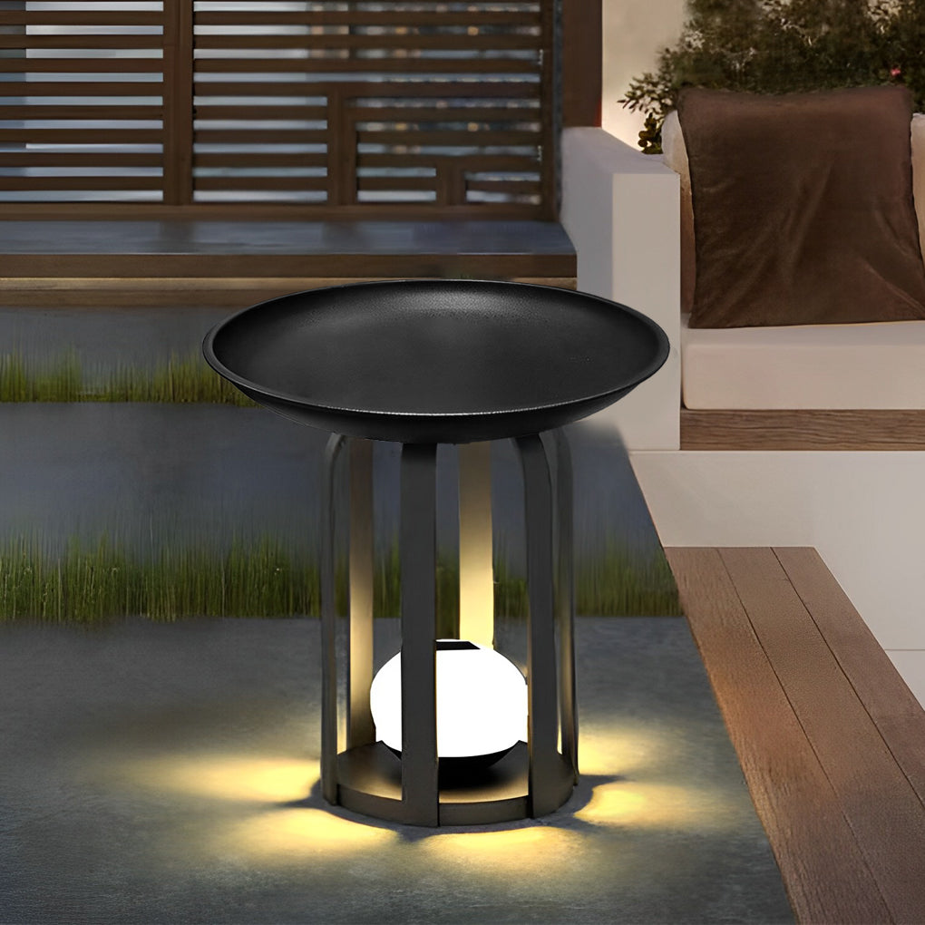 Solar Waterproof Outdoor Floor Lamp & Metal Table Set
