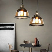Green Bronze Glass Industrial Pendant Light Small Chandelier