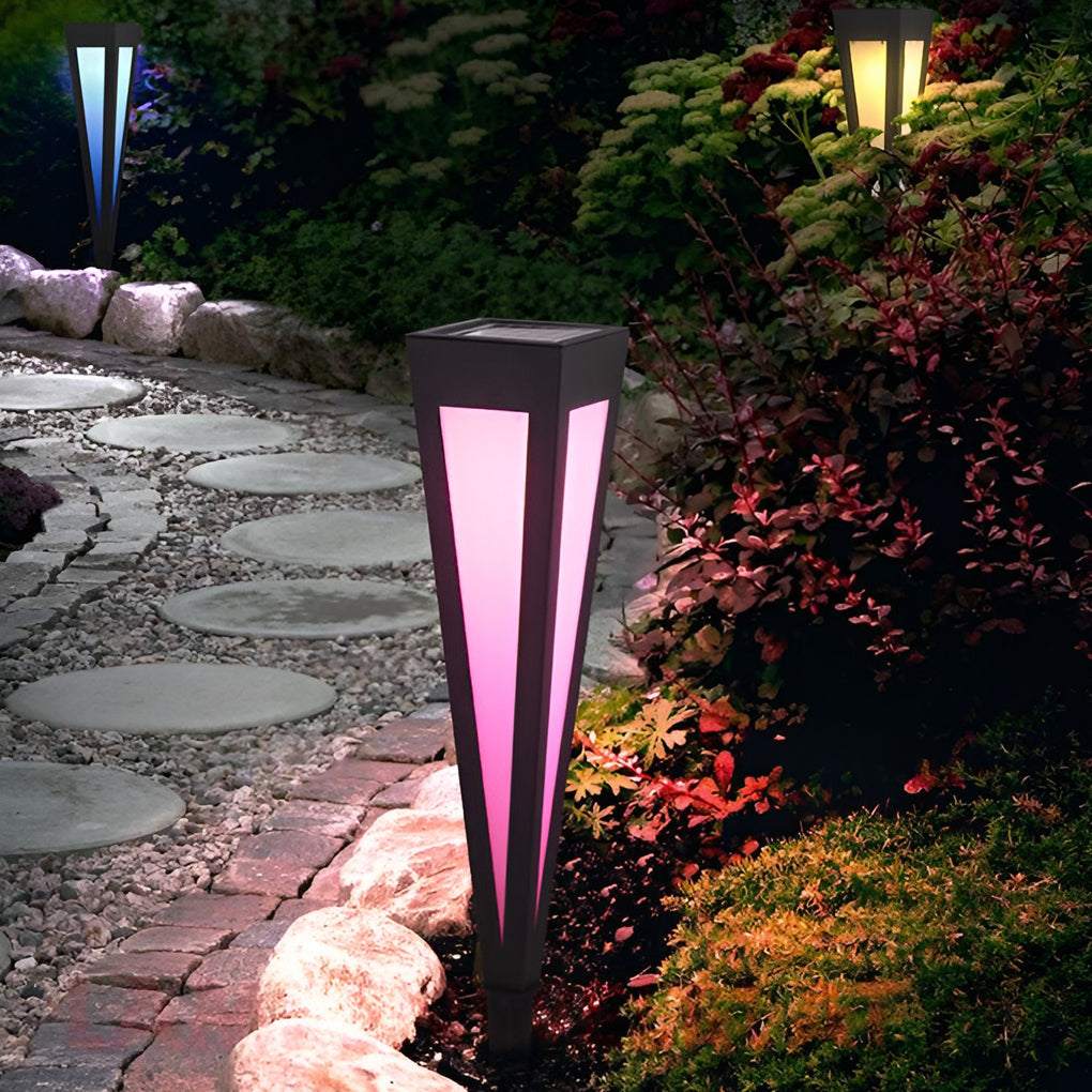 RGB Solar Pathway Light Square Top Aluminum Outdoor Lawn Lighting