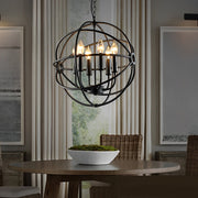 Retro Birdcage Iron Chandelier Pendant Light | Matte Black