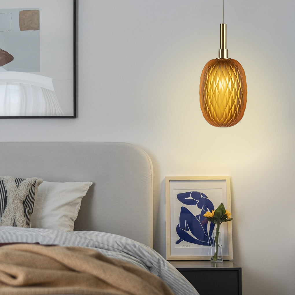 Glass Lantern Pendant Light Modern Iron Ceiling Fixture