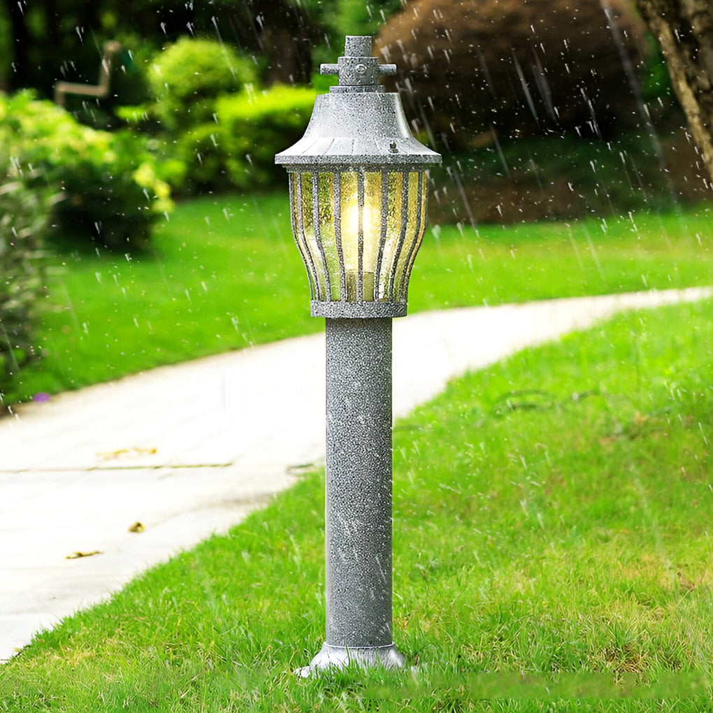 Modern Caged Pathway Light - Die-Cast Aluminum Outdoor Lamp