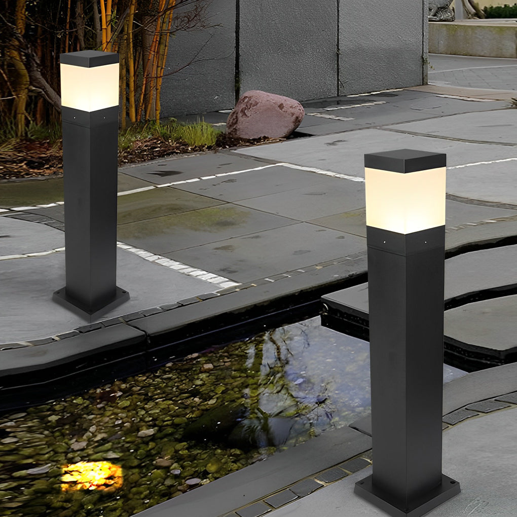 Modern Square Aluminum Bollard Light Outdoor Landscape Lighting
