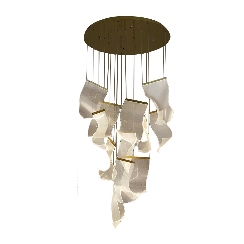 Modern Acrylic Curl Chandelier with Stepless Dimming LED