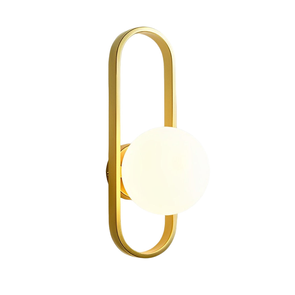 Modern Glass Shade Wall Sconce – Elliptical Iron Frame Design