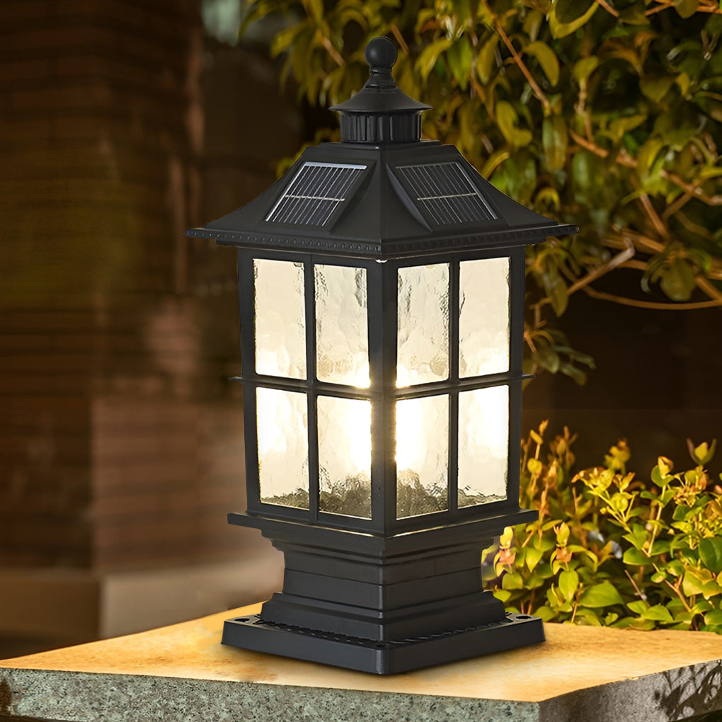 Solar LED Post Cap Light with Remote – Dimmable Outdoor Black Aluminum
